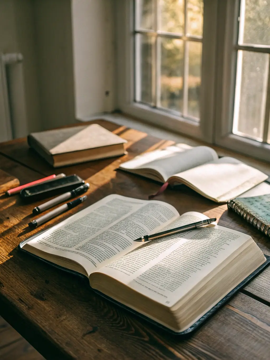 A close-up photograph of an open Telugu Bible, with soft, natural light illuminating the pages. The focus is on the text, highlighting the beauty and wisdom of scripture.
